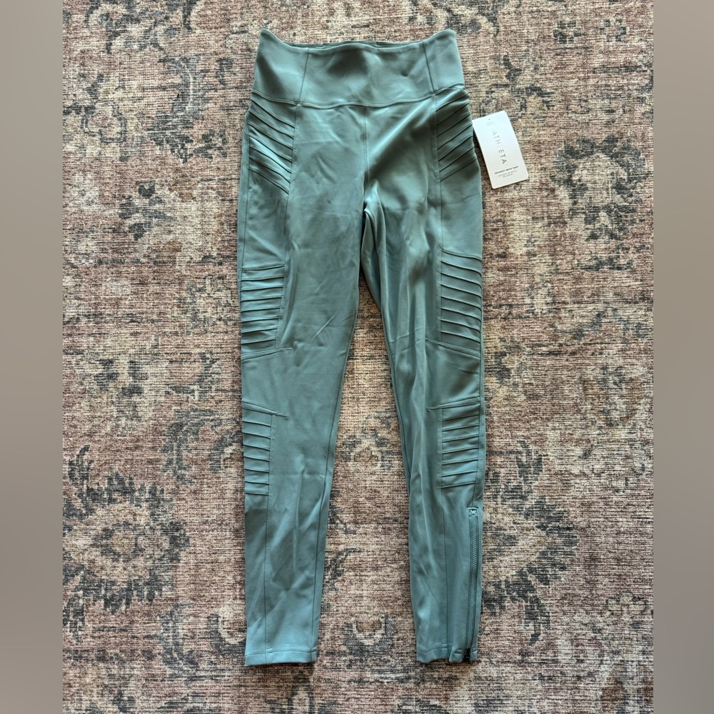 Athleta Delancey Moto Tight Leggings in Light Green